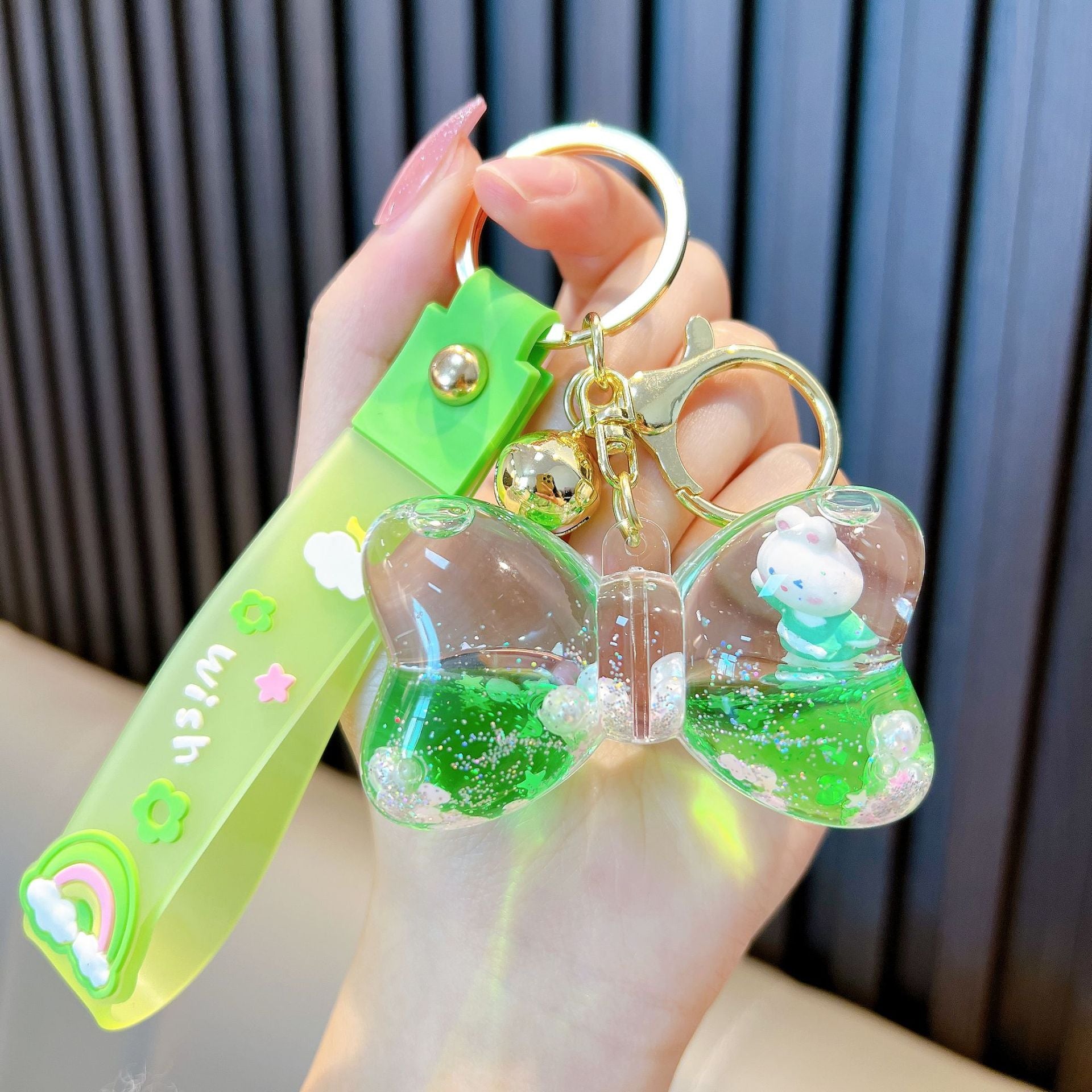 Wholesale New Year Creative Cartoon Bow Quicksand Bottle Bunny Keychain